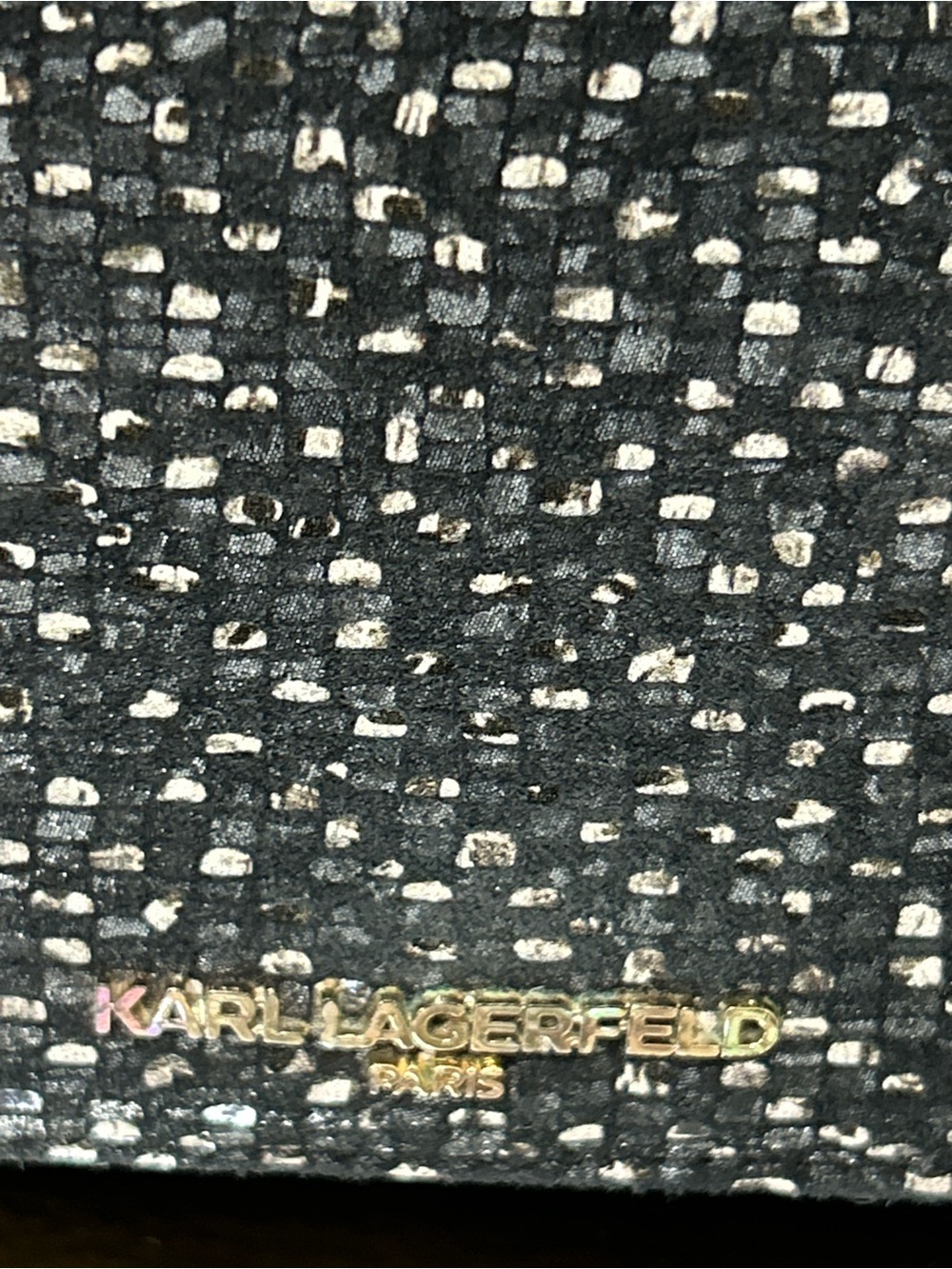 Karl Lagerfeld Chain Black Shimmery Tweed Look Shoulder Bag Approx. 13 x 8 x 3 - Picture 5 of 11